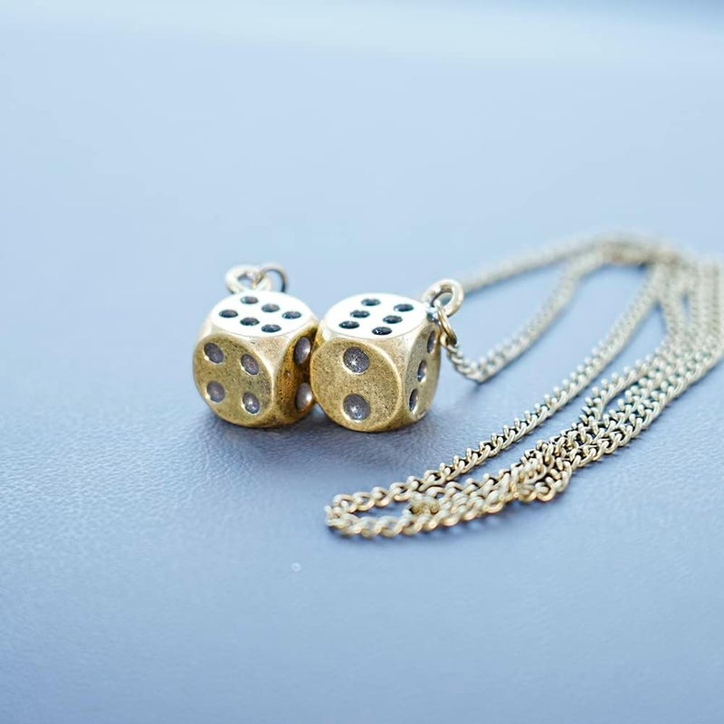 AMIORO Creative Hanging Dice with Dots Car Metal Pendant Rear View Mirrors Charms Ornament (Brass) - Image 3